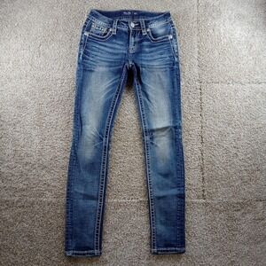 Miss Me Jeans Womens 23 Skinny American Flag Pocket Stretch Distressed Denim